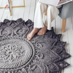 Thảm trải sàn macrame đan thủ công 100% sợi cotton (4)